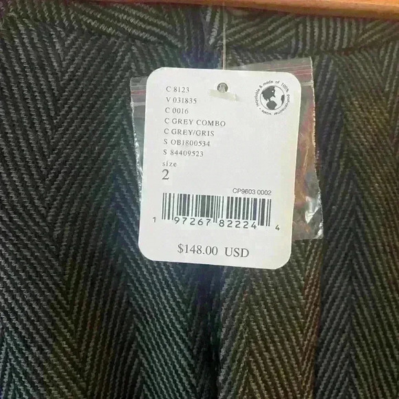 Free People NWT 100%Cotton Balloon Dress Pants Button Up Size 2 Grey Combo - Picture 4 of 12